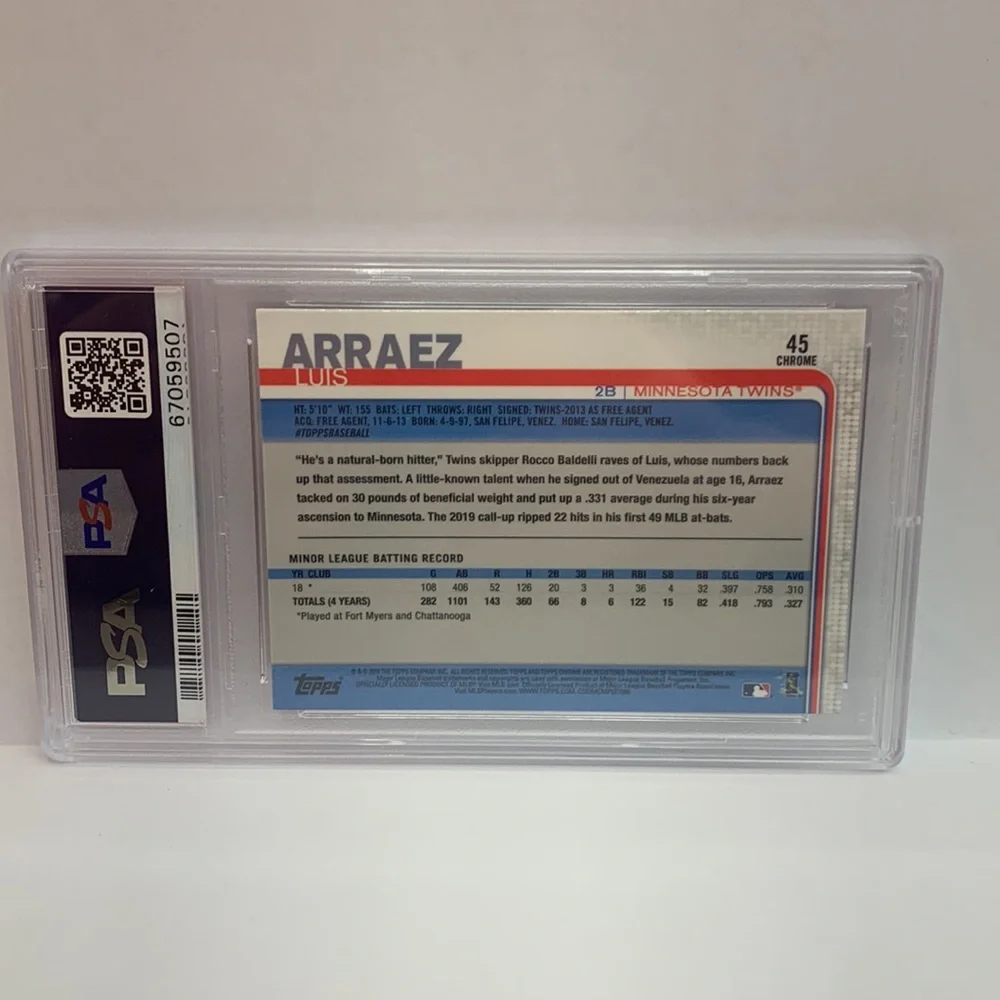 2019 Topps Chrome Luis Arraez Twins RC #45 PSA Graded Mint 9 (MISC7)